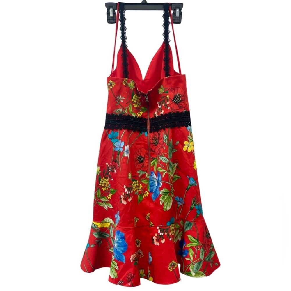 NWT Alice + Olivia Kirby Red Floral Ruffle Dress Size 4 - Picture 6 of 8